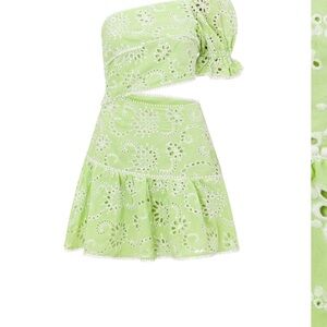 Sabo Skirt lime  Eyelet One-Shoulder cutout  Dress
